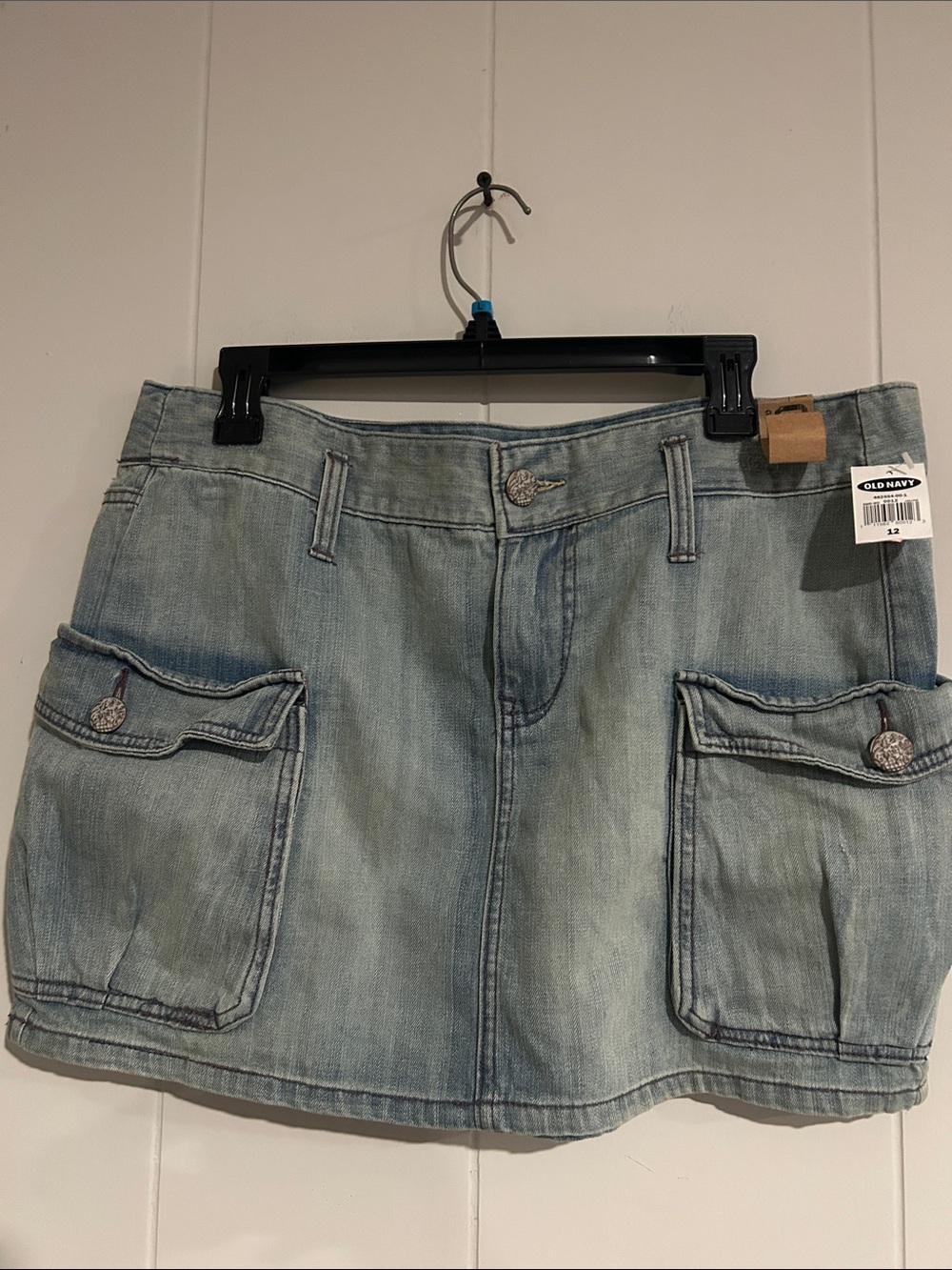 Old Navy Light Blue Washed Denim Cargo Mini Skirt